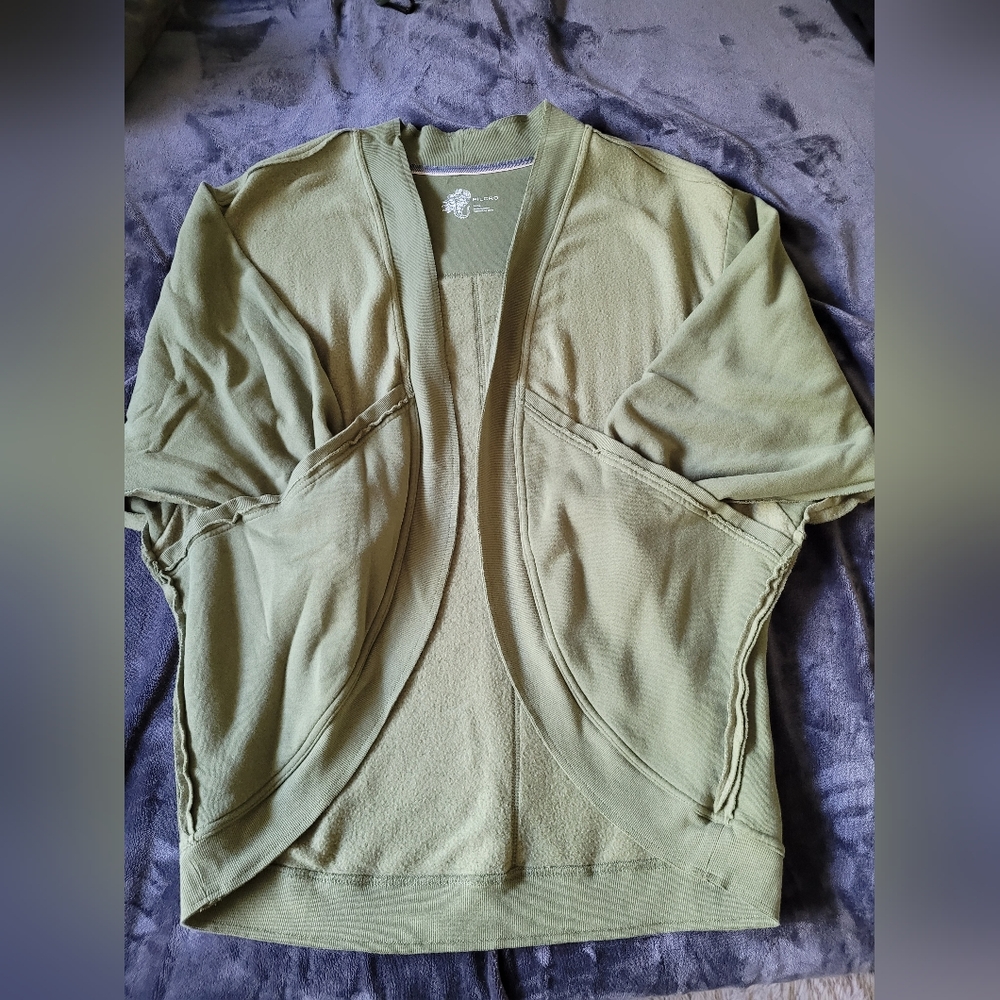 Anthropologie Pilcro Aubrey Fleece Cardigan L/XL Moss Green